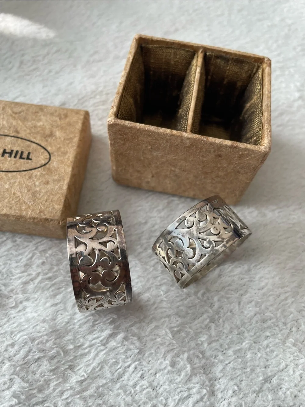 Lois Hill 925 Sterling Silver Filigree Napkin Ring Pair